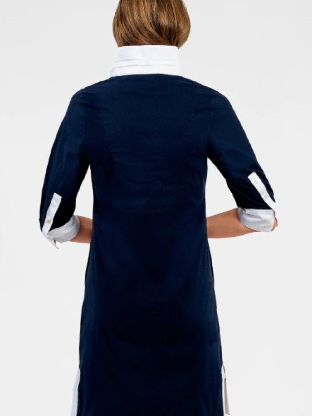 Gretchen Scott Shirt Tail Dress-Navy - Picture 4 of 4